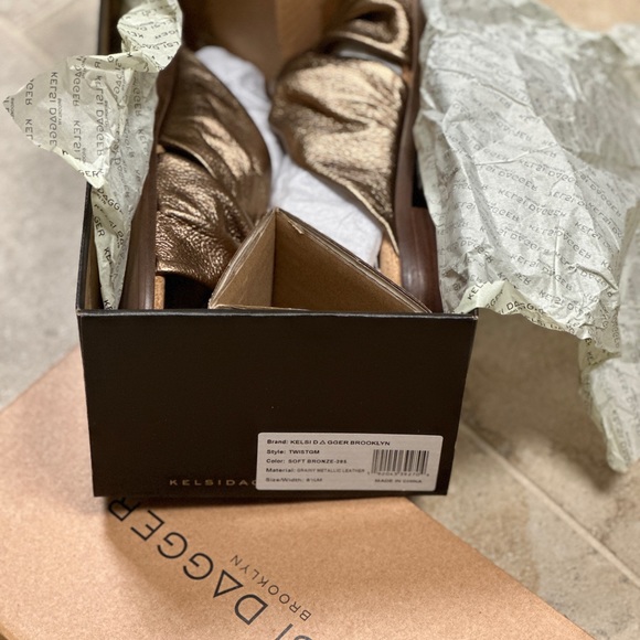 Never worn new in box. Soft bronze leather slides. - Picture 2 of 3